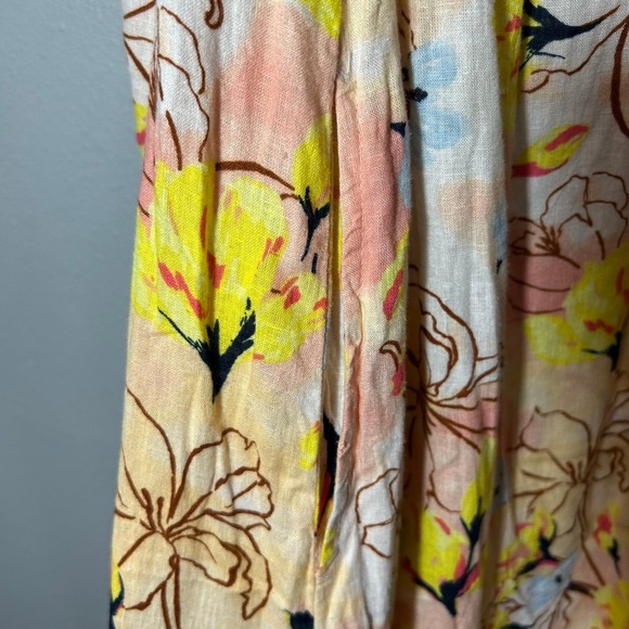 Style & Co. Floral Linen Maxi Dress Long Sleeve Button Front Belted Size M NWT - Picture 8 of 9